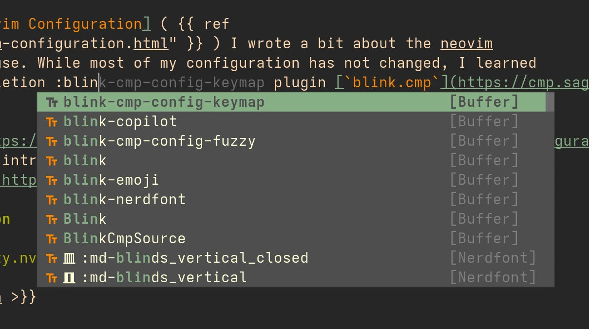 screenshot of blink.cmp suggesting emoji