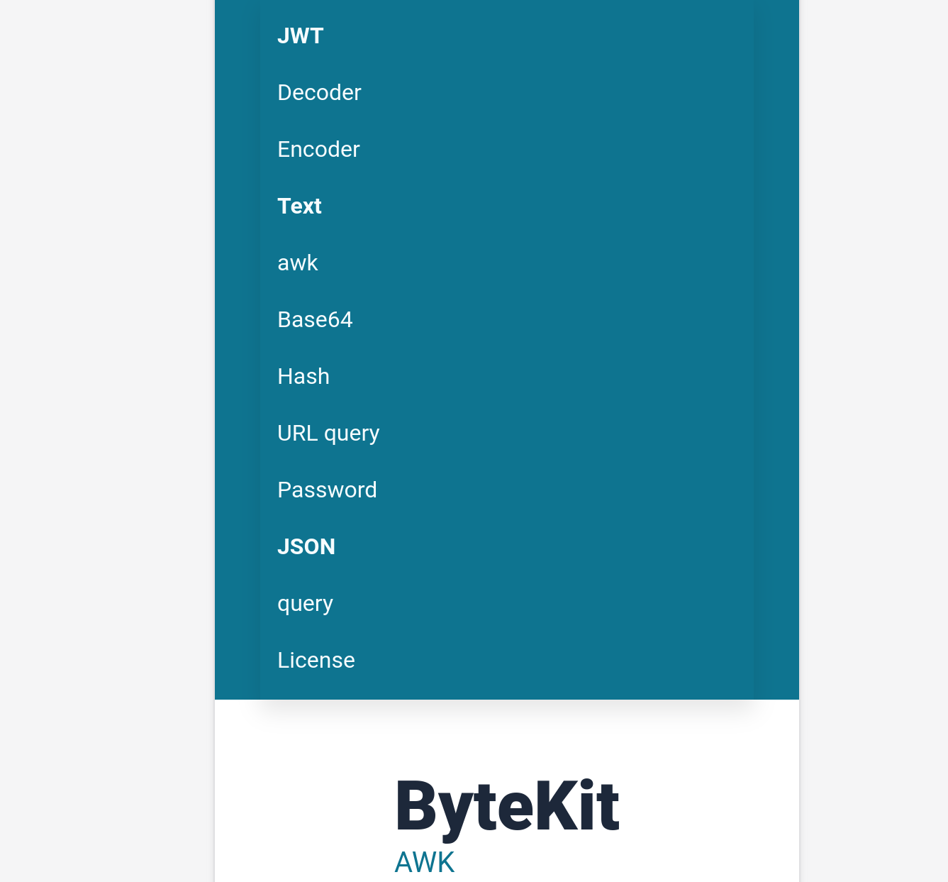 ByteKit mobile menu